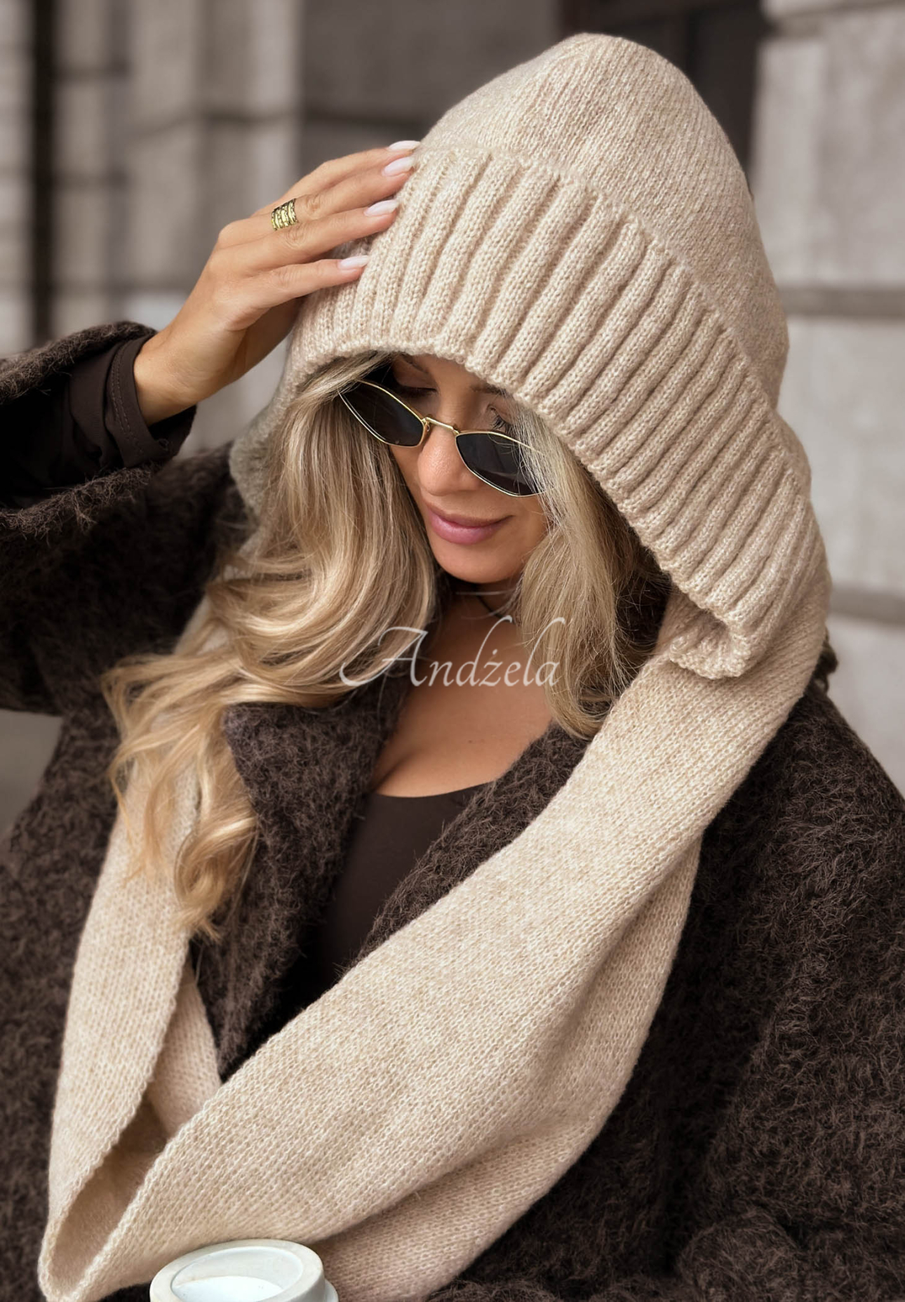 Nákrčník balaclava se zavazováním Frosty Charm béžový