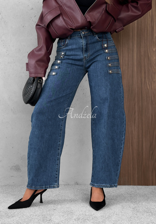 Dž&iacute;ny balloon s ozdobn&yacute;mi knofl&iacute;ky Autumn Femme modr&eacute;
