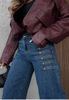 Kalhoty džínové  wide leg z ozdobnymi guzikami Autumn Femme modré