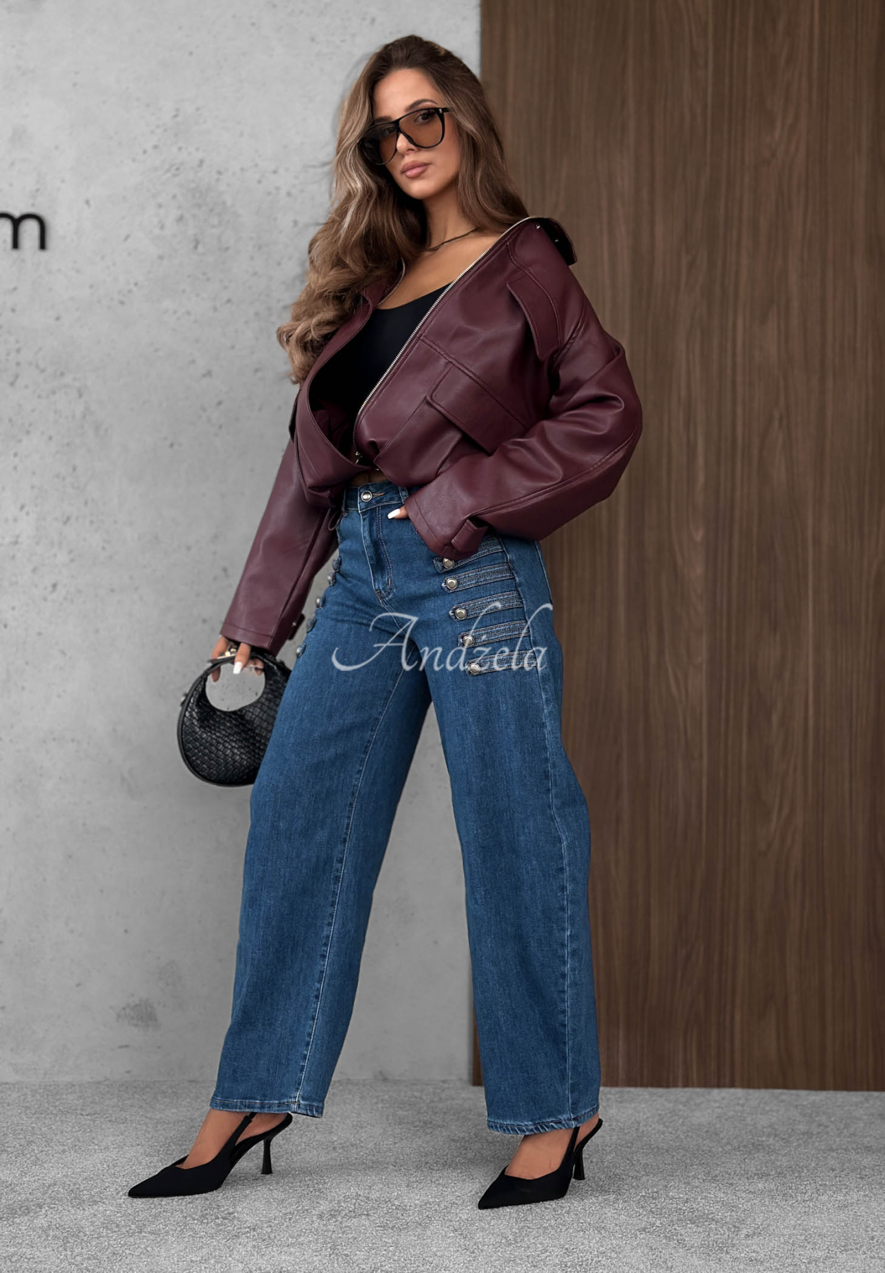 Džíny balloon s ozdobnými knoflíky Autumn Femme modré