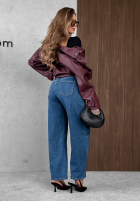 Kalhoty džínové  wide leg z ozdobnymi guzikami Autumn Femme modré