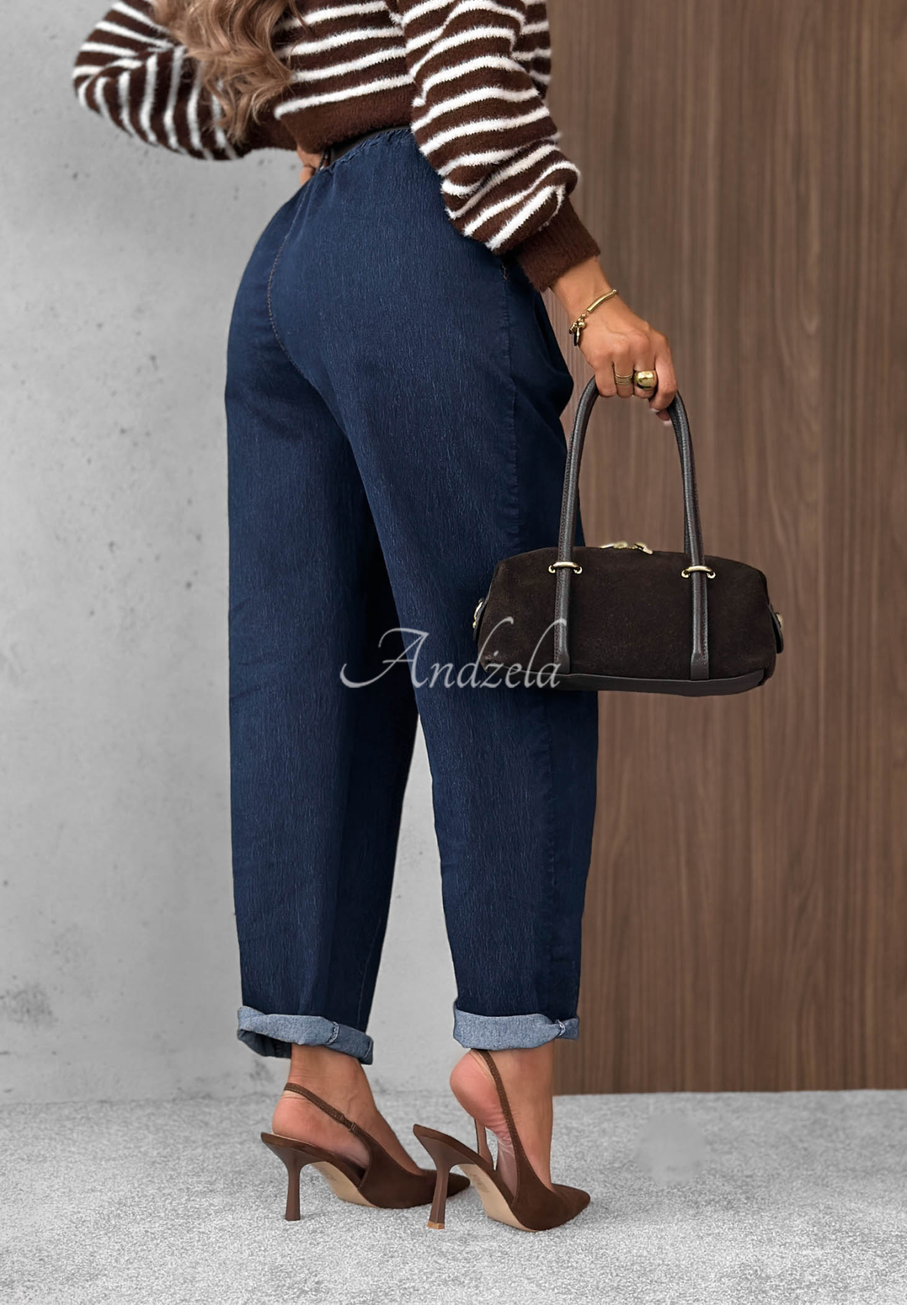 Džíny mom fit s páskem Modern Shape granátové