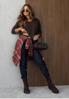 Halenka longsleeve z dekoltem w serek Daily Style vínová