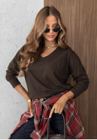 Halenka longsleeve z dekoltem w serek Daily Style vínová