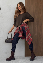 Halenka longsleeve z dekoltem w serek Daily Style vínová