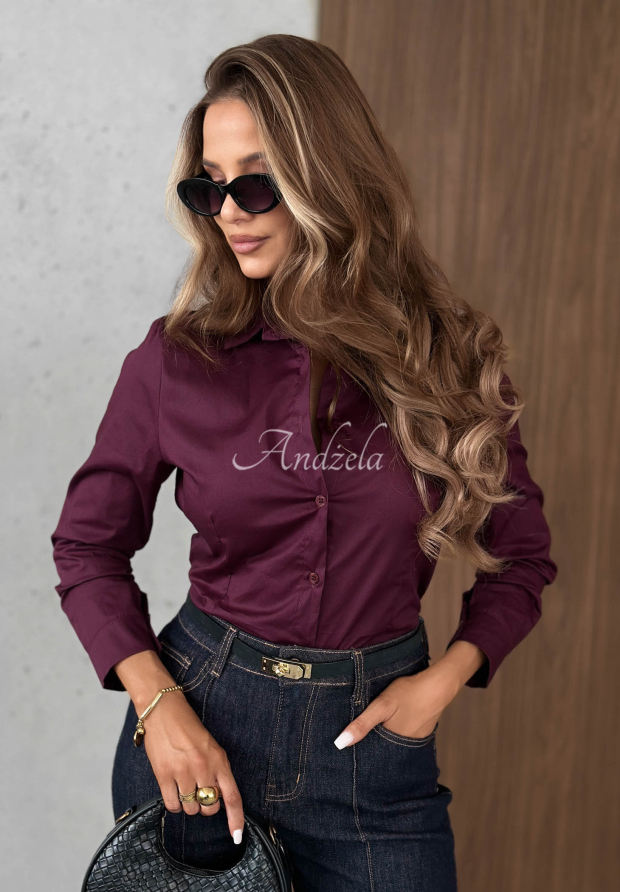 Klasick&aacute; elegantn&iacute; bavlněn&aacute; ko&scaron;ile Pearl Cove borůvkov&aacute;