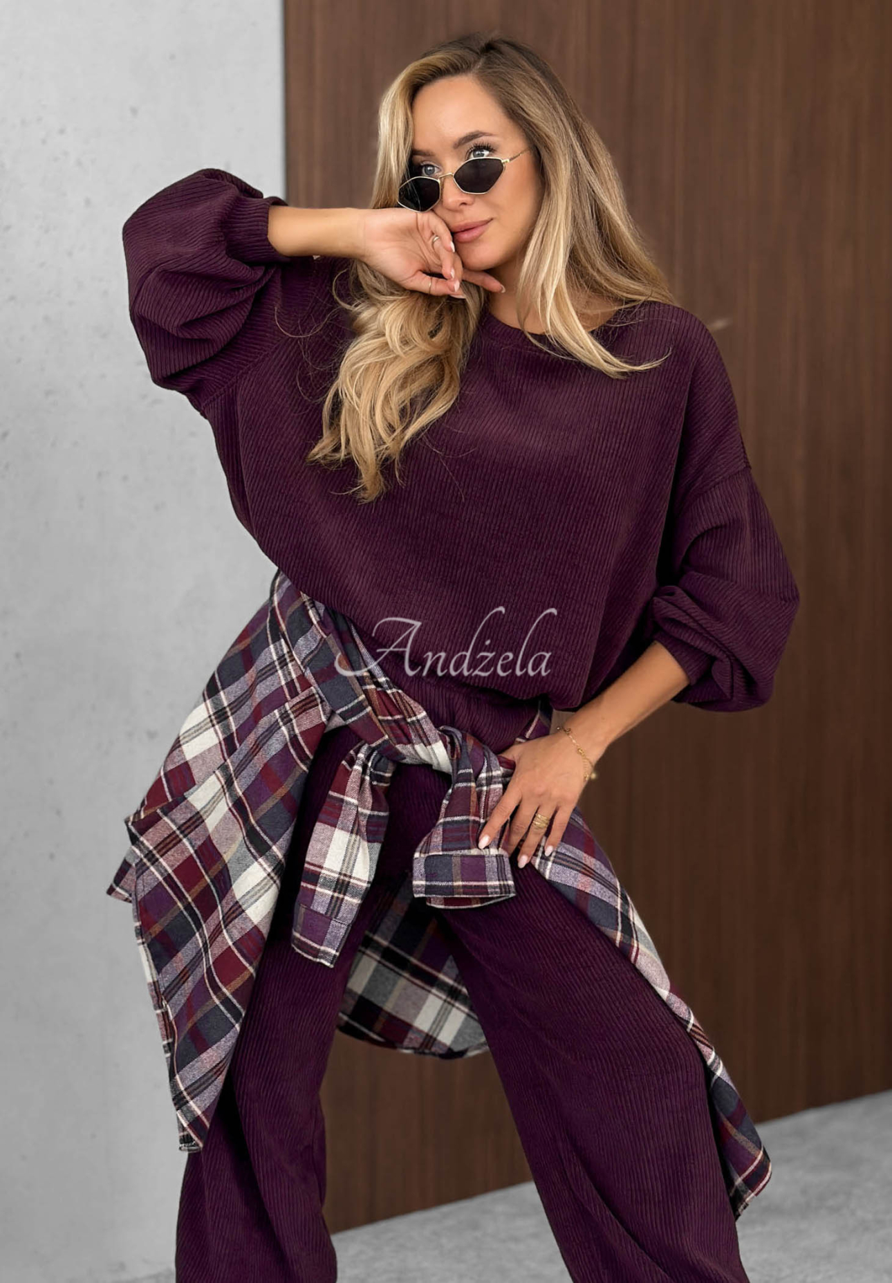 Manšestrová bavlněná tepláková souprava Sunday Dream borůvkový
