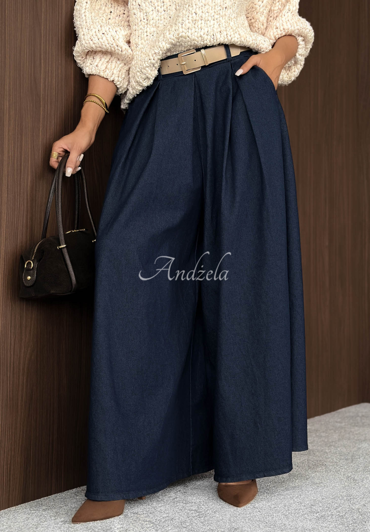 Bavlněné wide leg kalhoty se záhyby Cloud Nine granátové