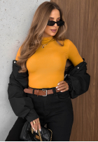 Halenka longsleeve z półgolfem Femme Desire čokoládová