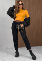Halenka longsleeve z półgolfem Femme Desire čokoládová