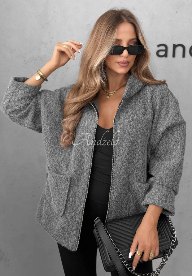 Kož&iacute;&scaron;kov&aacute; bunda s kapuc&iacute; a kapsami Warm Comfort &Scaron;ed&aacute;