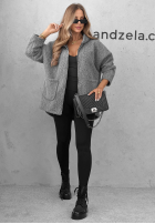 Bunda kożuszek s kapucí i kieszeniami Warm Comfort Šedá