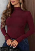 Halenka longsleeve z półgolfem Femme Desire čokoládová