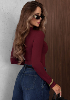 Halenka longsleeve z półgolfem Femme Desire čokoládová