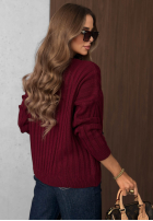 Vroubkovaný Svetr z jeansowymi kieszeniami Cozy Grace čokoládový