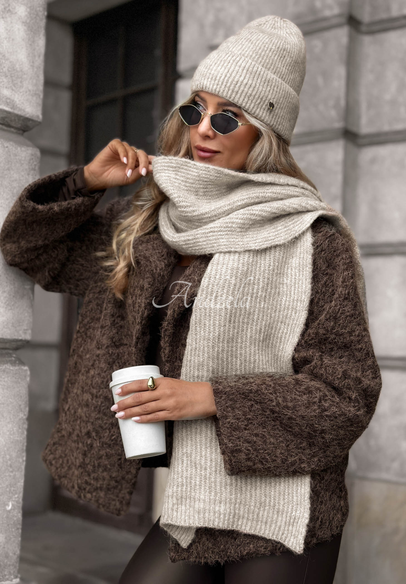 Čepice s merino vlnou a mohérem Snowfall Charm šedý  melanž