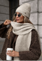 Čepice z wełną merino Snowfall Charm béžová