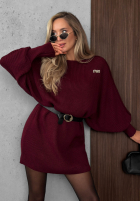 Dzianinowa Šaty oversize z paskiem Soft Dream čokoládová