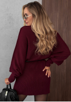 Dzianinowa Šaty oversize z paskiem Soft Dream čokoládová