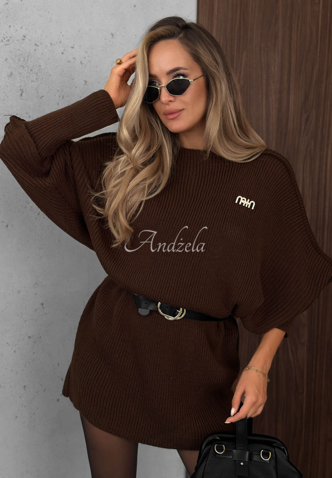 Úpletové oversize šaty s vlnou a mohérem Soft Dream čokoládová