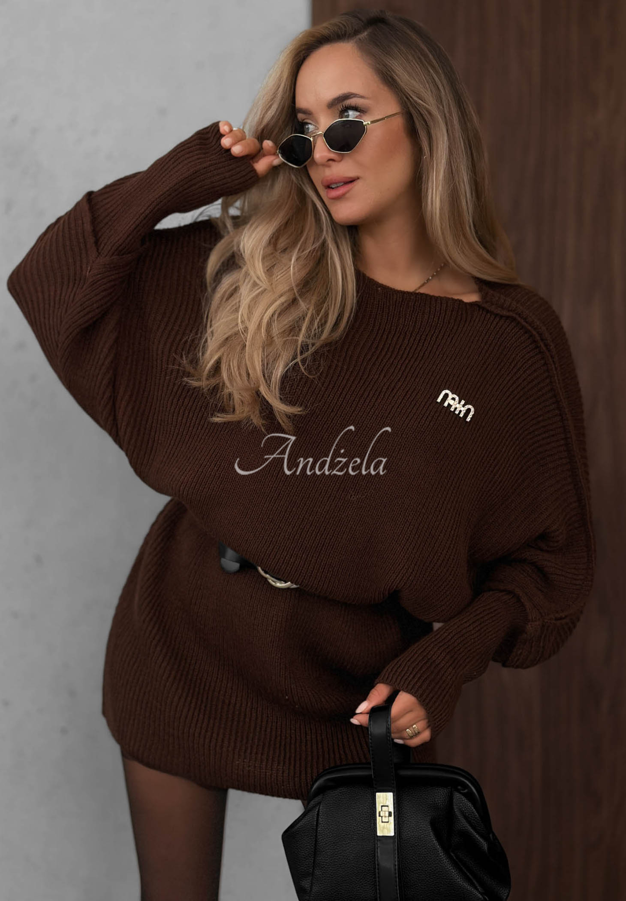 Úpletové oversize šaty s vlnou a mohérem Soft Dream čokoládová