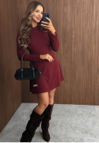 Rozkloszowana Šaty mini longsleeve Rare Moment čokoládová