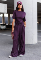 Souprava Halenka i Kalhoty wide leg Maybe Tonight śliwkowy
