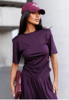 Souprava Halenka i Kalhoty wide leg Maybe Tonight śliwkowy
