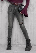 Kalhoty džínové  skinny z przetarciami Another Side tmavě šedý