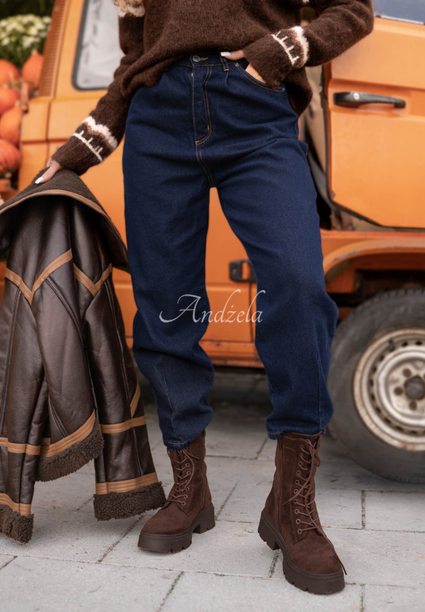 Dž&iacute;ny střihu mom fit Gentle Rain gran&aacute;tov&eacute;