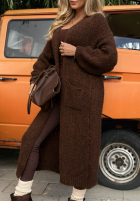 Dlouhý kardigan oversize z kieszeniami November Walk světle béžový