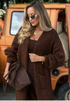 Dlouhý kardigan oversize z kieszeniami November Walk světle béžový