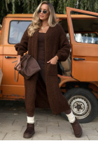 Dlouhý kardigan oversize z kieszeniami November Walk světle béžový