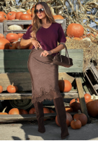 Sukně maxi z koronką Subtle Lace čokoládová