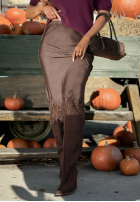 Sukně maxi z koronką Subtle Lace čokoládová