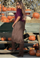 Sukně maxi z koronką Subtle Lace čokoládová