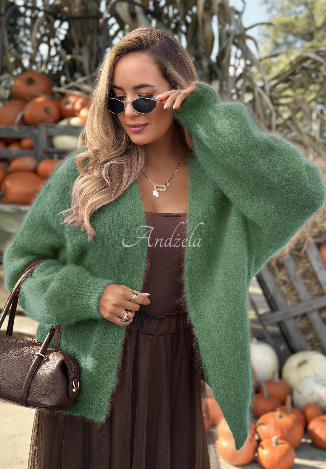 Oversize kardigan s mohérem bez zapínání Cozy Latte šalvějové