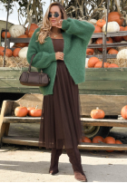 Moherowy kardigan oversize bez zapięcia Cozy Latte hnědý