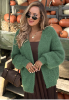 Moherowy kardigan oversize bez zapięcia Cozy Latte hnědý