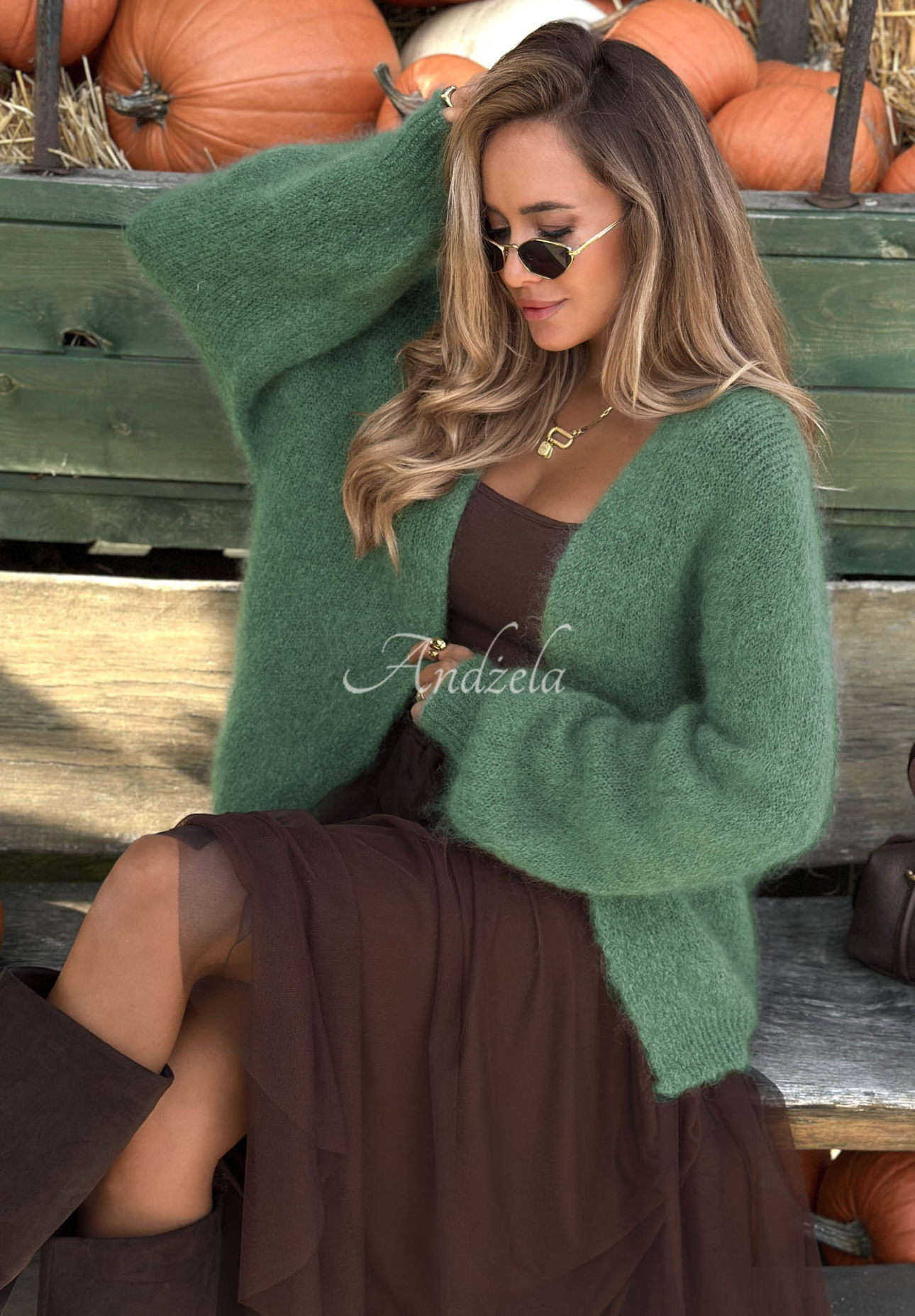 Oversize kardigan s mohérem bez zapínání Cozy Latte šalvějové