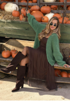 Moherowy kardigan oversize bez zapięcia Cozy Latte hnědý