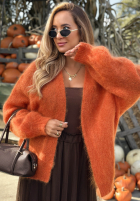 Moherowy kardigan oversize bez zapięcia Cozy Latte hnědý