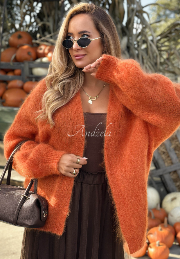 Oversize kardigan s moh&eacute;rem bez zap&iacute;n&aacute;n&iacute; Cozy Latte hněd&yacute;