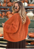Moherowy kardigan oversize bez zapięcia Cozy Latte hnědý