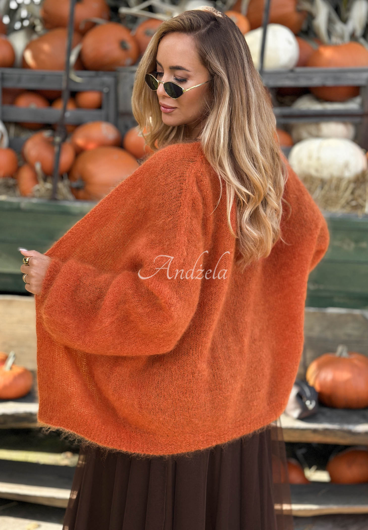 Oversize kardigan s mohérem bez zapínání Cozy Latte hnědý