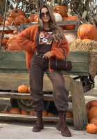 Halenka longsleeve z nadrukiem w kwiaty Autumn Sweetie borůvková