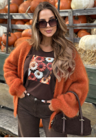 Halenka longsleeve z nadrukiem w kwiaty Autumn Sweetie borůvková