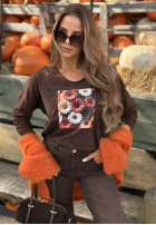 Halenka longsleeve z nadrukiem w kwiaty Autumn Sweetie borůvková