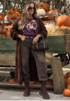 Halenka longsleeve z nadrukiem w kwiaty Autumn Sweetie borůvková