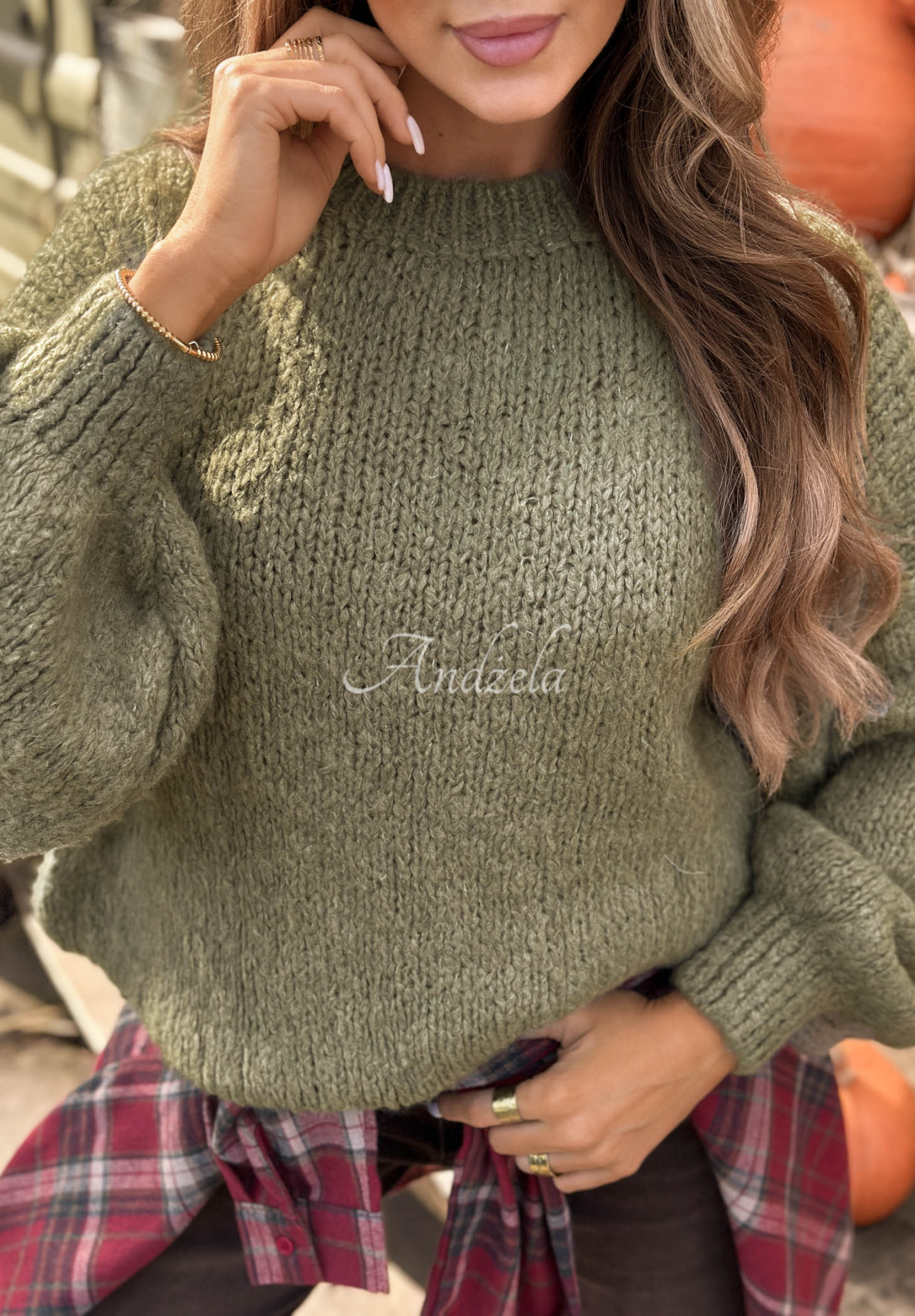 Měkký oversize svetr s vlnou a viskózou Cloud Babe khaki